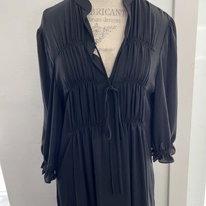 Larkin Hughes Black Classic Dress Long Sleeve Ruched Front Medium